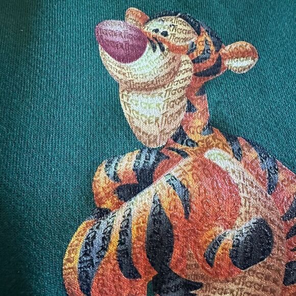 Vintage New with Tags Disney Winnie the Pooh Tigger Green Crewneck Sweatshirt - Picture 3 of 8